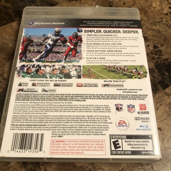 PS3 Madden 11 game. Excellent used condition. - Picture 2 of 3